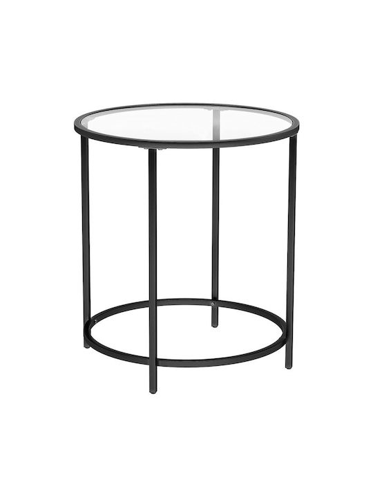 Round Black Glass Side Coffee Table W50xL50xH55cm