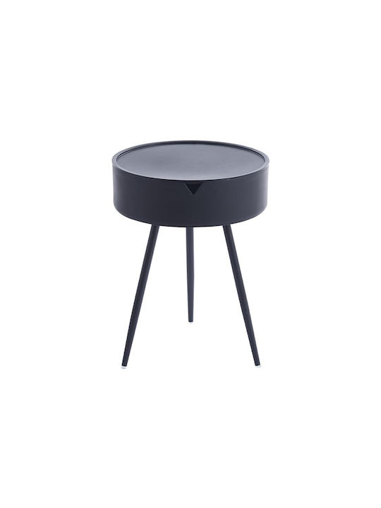 Round Metal Side Table Black L40.5xW40.5xH54cm