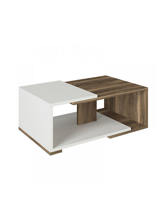 Rectangular Central Coffee Table Mareta Wooden White - Walnut W81.8xL50xH35cm