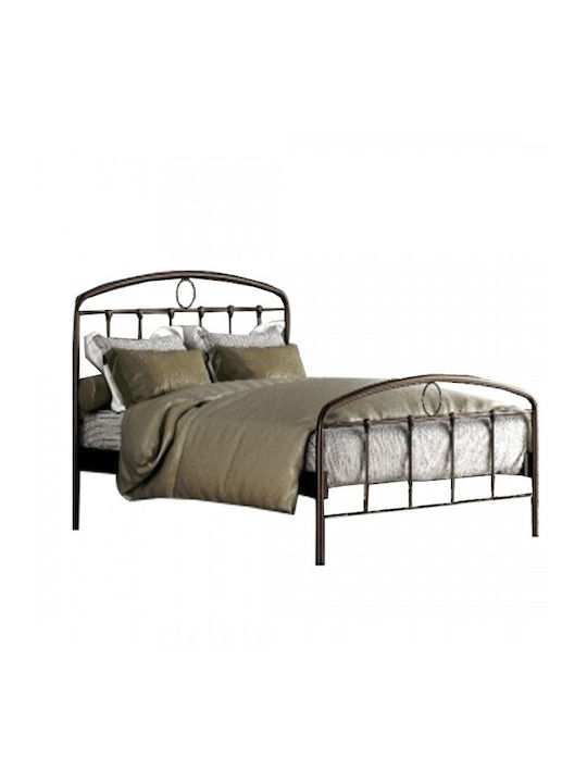 Basic Bed Queen Metal Brown for Mattress 160x200cm
