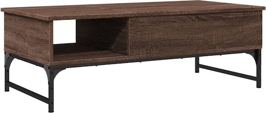 vidaXL Rechteckiges Zentral Kaffeetisch Aus Holz Mit Hebemechanismus Braune M100xL50xH35cm