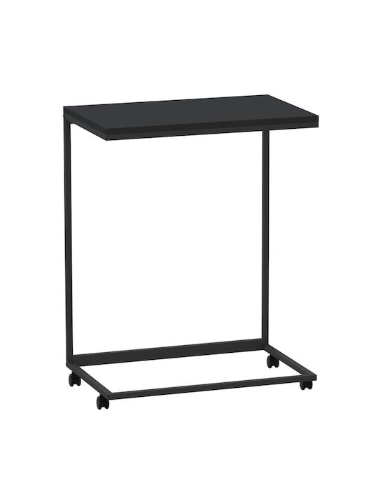 Rectangular Side Wooden Coffee Table with Black Wheels W55xL35xH70cm