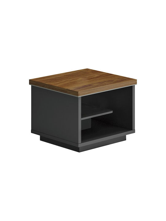 Rectangular Side Table Oscar Made of Solid Walnut Wood Anthracite Brown W60xL60xH42cm
