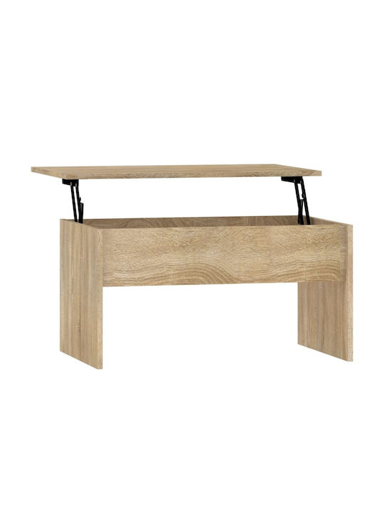 Rectangular Central Wooden Coffee Table with Lifting Mechanism Beige W80xL50.5xH41.5cm