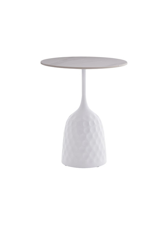 Round Side Coffee Table Kousien Aluminum White W50xL50xH60cm