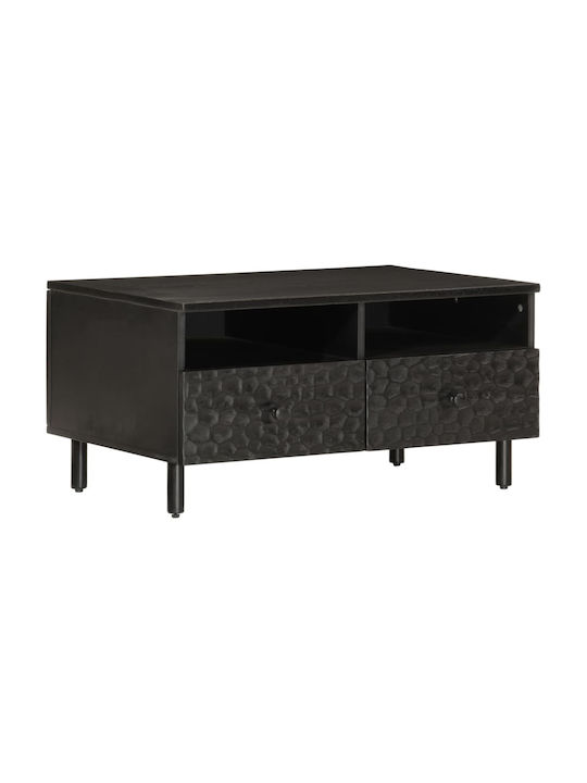 Rectangular Central Coffee Table Made of Solid Black Wood W80xD54xH40cm