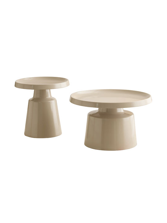 Rundes Beistelltisch Mousse Cream 2 Stück M70xB70xH50cm