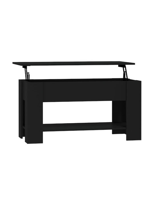 Rectangular Central Wooden Coffee Table with Lifting Mechanism Black M102xW49xH42cm