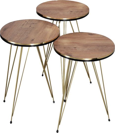 Кръгла Помощна маса Wakmi Дървена Melamine-gold Ш33xД33xВ55см.