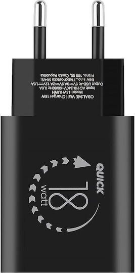 Obal:Me Wireless Charger with USB-A Port 18W Quick Charge 3.0 Black (18W1UBL)