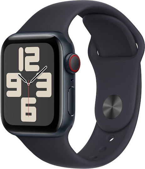 Apple Watch SE 2022 Cellular Aluminium 40mm Waterproof with eSIM and Heart Rate Monitor (Midnight with Midnight Sport Band)