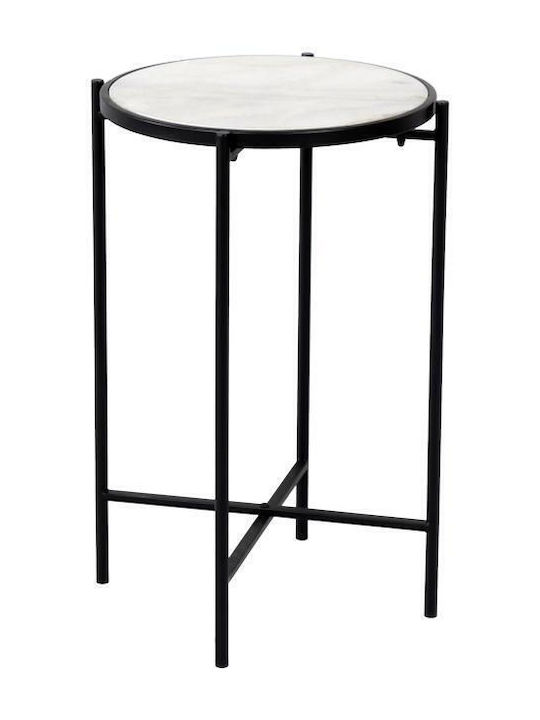 Rundes Beistelltisch Luxere Metall Schwarz Weiß M40xL40xH65,5cm