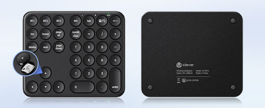 iClever IC-KP11 Tastatură Numerică Fără Fir Bluetooth Gri