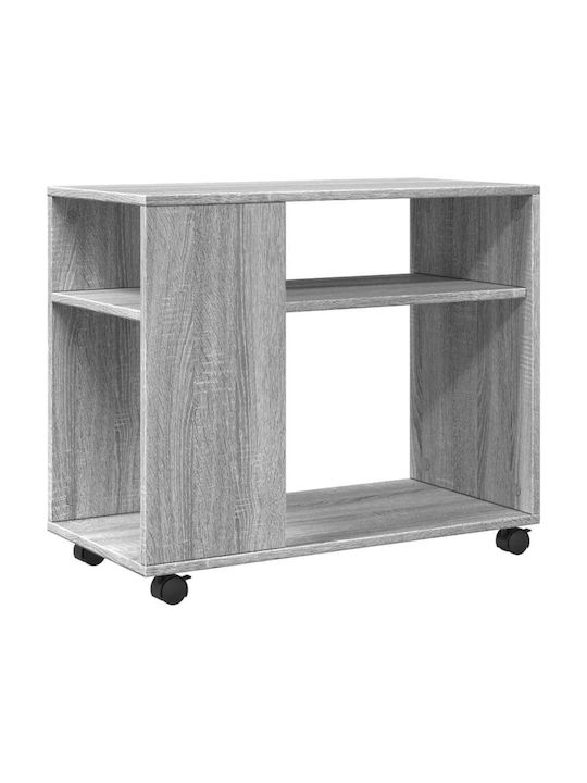 Rectangular Side Wooden Coffee Table with Gray Sonoma Wheels W70xL35xH60cm
