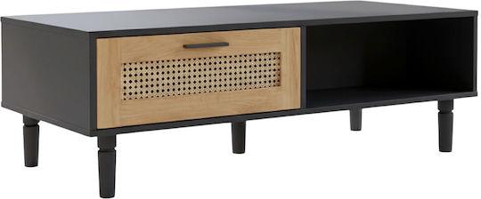 Polihome Kaffeetisch Zentral Rechteckig Holz Braun M120xT60xH38cm