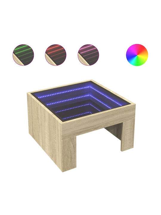 Square Glass Side Table Sonoma Oak 50x50x30 cm