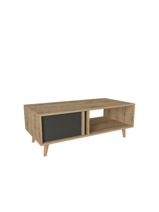 Rectangular Central Coffee Table Andros Wooden Natural / Anthracite W120xL60xH45cm