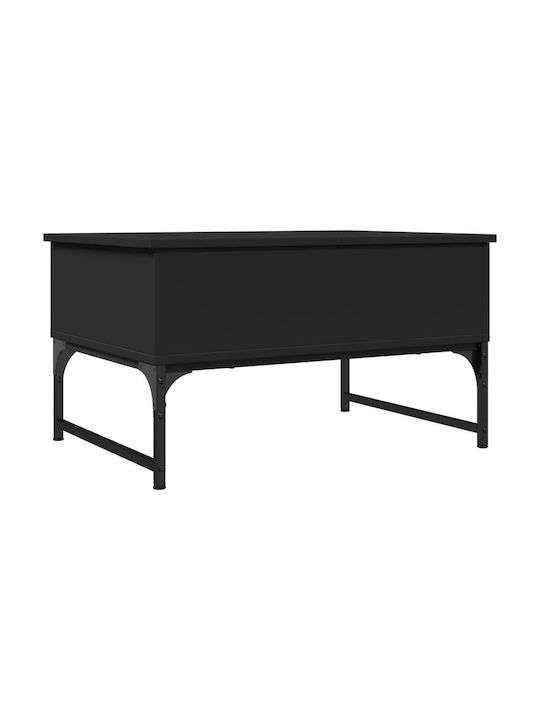 Central Rectangular Wooden Coffee Table with Lifting Mechanism Black M70xP50xH40cm