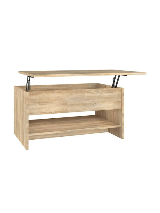 Rectangular Central Wooden Coffee Table with Lifting Mechanism Beige M80xW50xH40cm