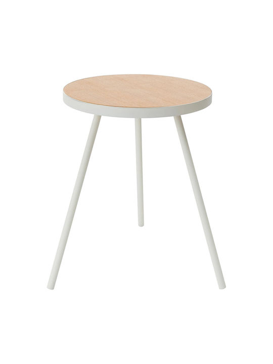 Rund Beistelltisch aus Massivholz Beige B48xT49xH50cm