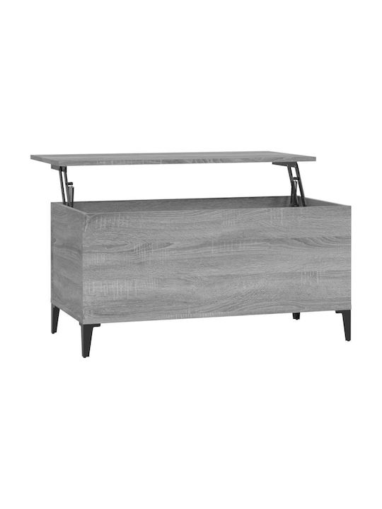 Rectangular Central Wooden Coffee Table with Lifting Mechanism Gray 90x44.5x45 cm