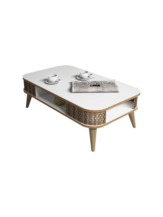 Rectangular Central Wooden Coffee Table Beige M105xW60xH34cm