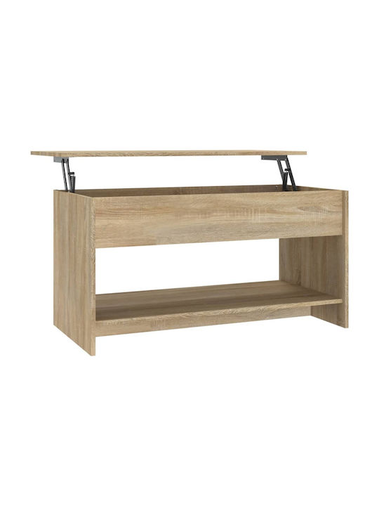 Rectangular Central Wooden Coffee Table with Lifting Mechanism Beige M102xW50xH52.5cm