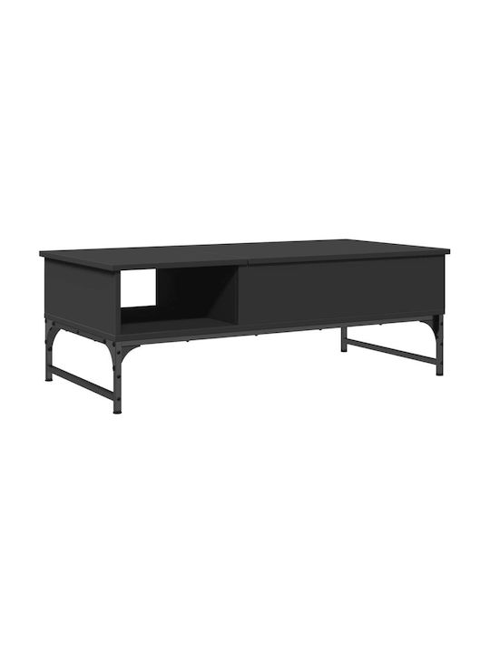 Rectangular Central Coffee Table Wooden with Lifting Mechanism Black M100xW50xH35cm