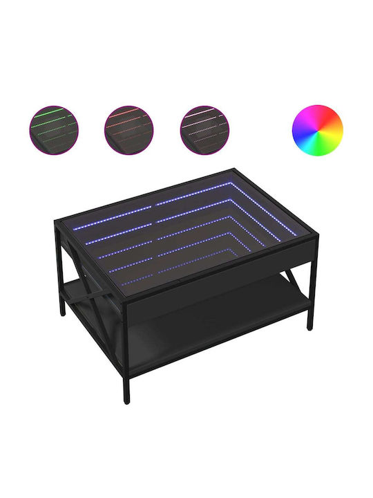 Rectangular Glass Black Side Table M70xW50xH38cm
