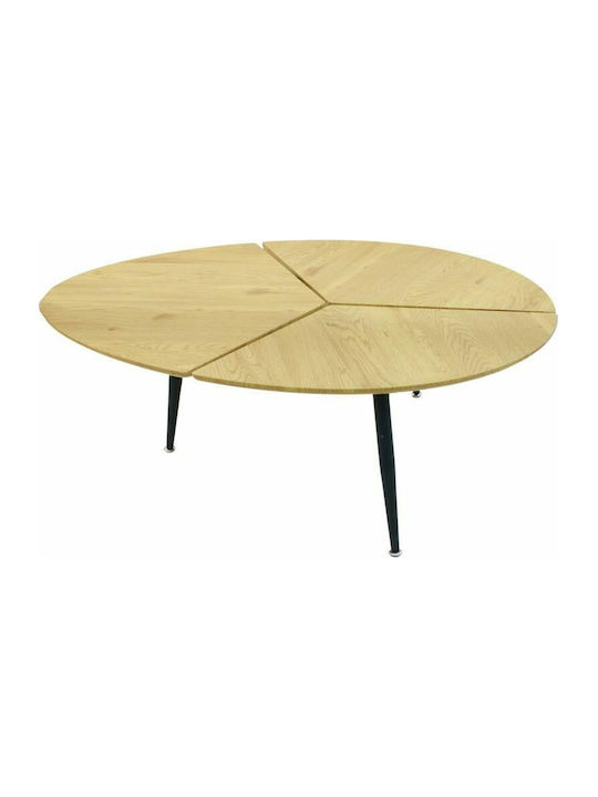 Oval Zentral Kaffeetisch Holz Beige M112xT74xH41cm