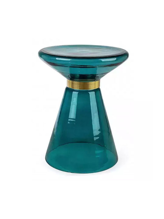 Round Side Table Azmin Glass Blue 36x36x46 cm