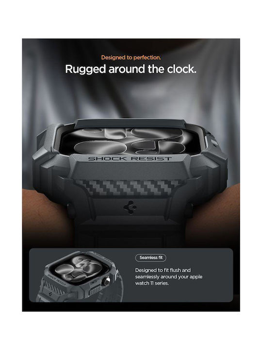 Spigen Rugged Armor Pro 2 Silicone Case in Gray color for Apple Watch 11 46mm