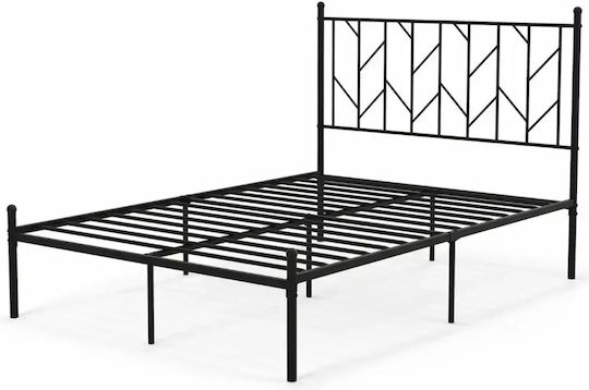 Κρεβάτι Διπλό για Στρώμα 140x190cm Μαύρο Κρεβάτι Διπλό για Στρώμα 140x190cm Μαύρο