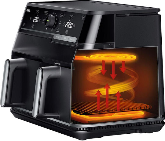 Braun Air Fryer με Διπλό Αποσπώμενο Κάδο 10lt Μαύρο TD5073