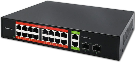 Qoltec 52292 L2 PoE Switch με 16 Θύρες Gigabit (1Gbps) Ethernet