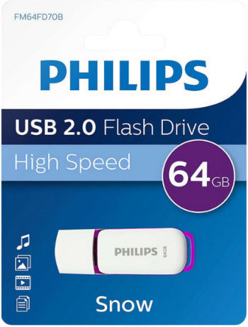 64gb Usb Flash Drive Philips Fm064fd70b Usb 2.0 White Blue