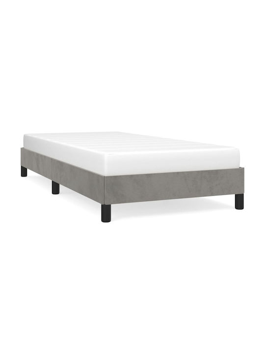 Single Bed Mattress Base Upholstered with Fabric Light Gray for 100x200cm Mattress