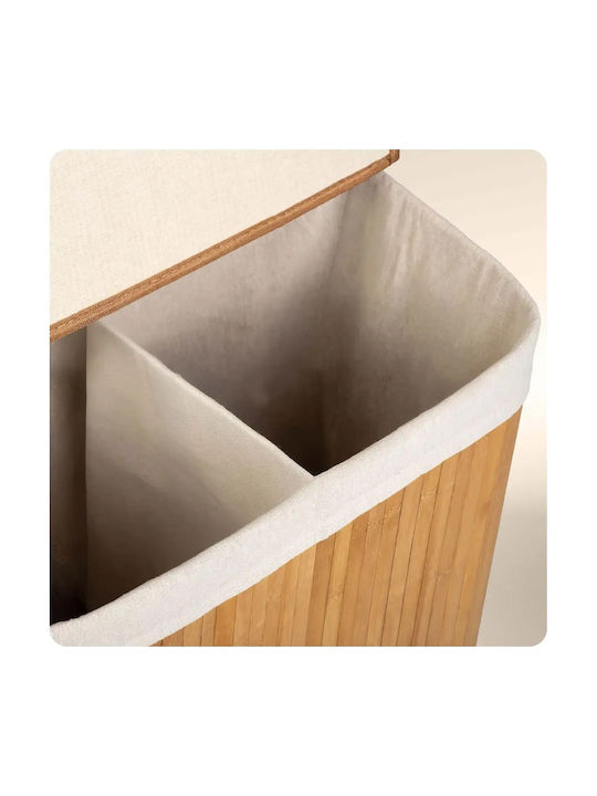 Smartic Coș De Rufe Bambus 100lt Cu Capac 61x54x34cm Bej
