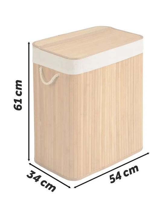 Smartic Coș De Rufe Bambus 100lt Cu Capac 61x54x34cm Bej