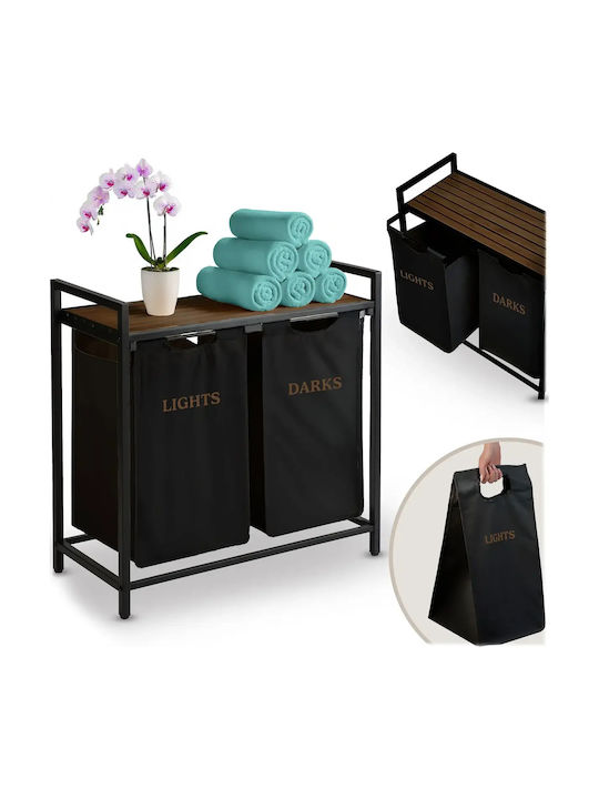 Smartic Coș De Rufe Din Lemn 80lt 74x33x33cm Negru