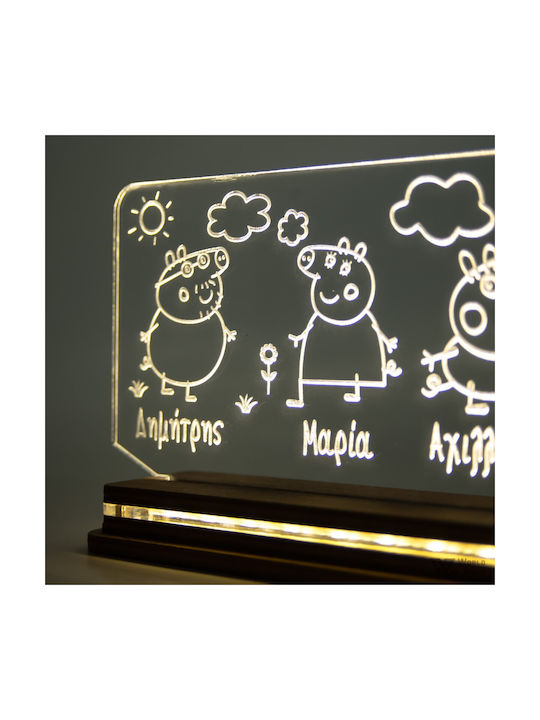 World of Wood Led Kids Decorative Lamp Peppa Family White 23x13cm