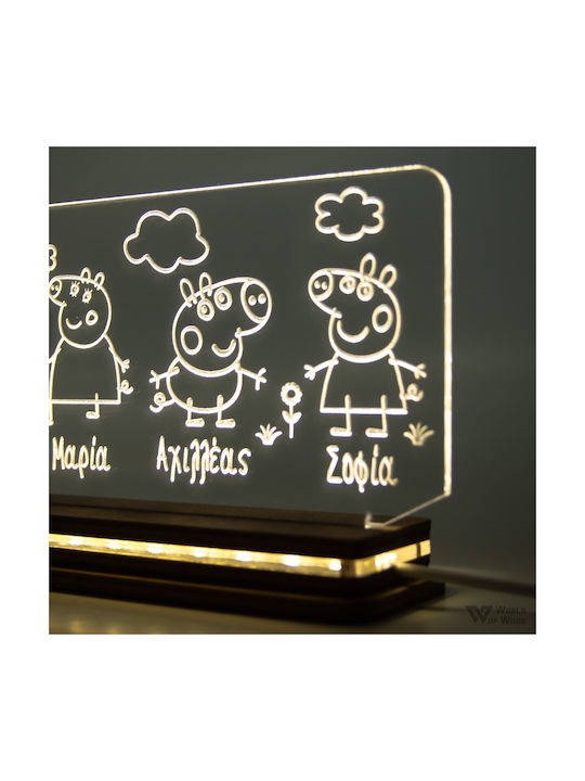 World of Wood Led Kids Decorative Lamp Peppa Family Multicolor 23x13cm