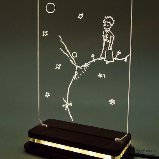World of Wood LED Детска Декоративна Лампа Малкият Принц Бяла 22x10cm