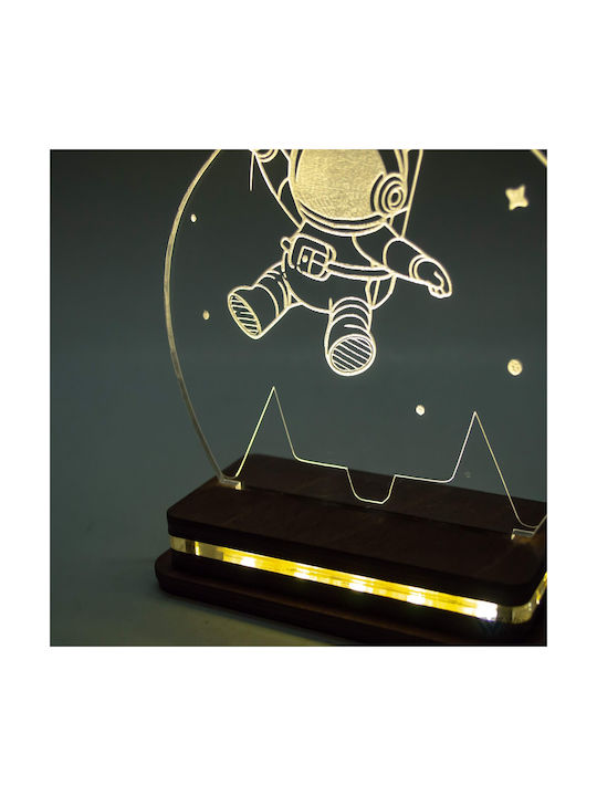 World of Wood Led Kids Decorative Lamp Astronaut in Space White 24x12cm