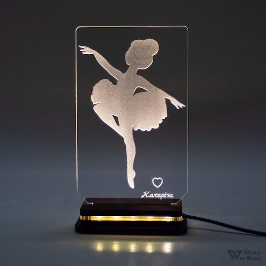 World of Wood Led Kids Decorative Lamp Ballerina Pirouette White 19x11cm