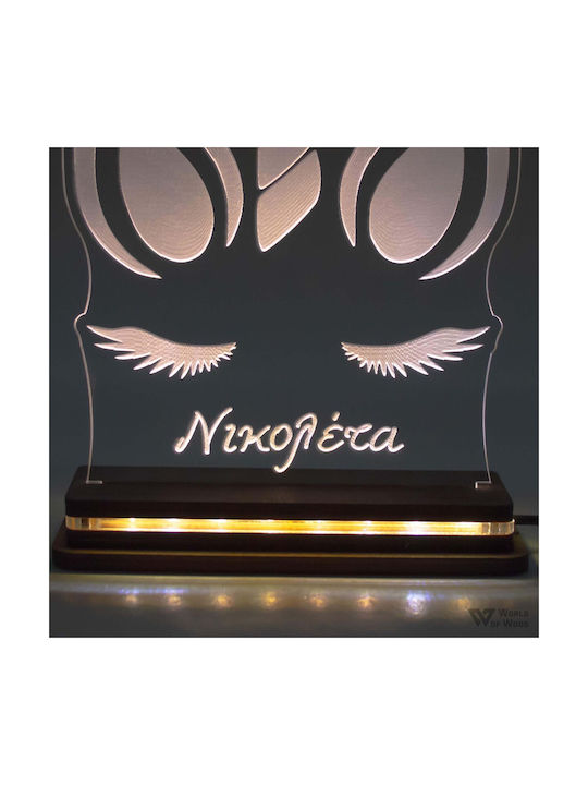 World of Wood LED Детска Декоративна Лампа Unicorn Многоцветна 19x16cm