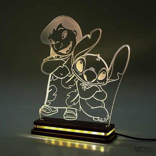 World of Wood Led Kids Decorative Lamp Lilo & Stitch Multicolor 21x18cm
