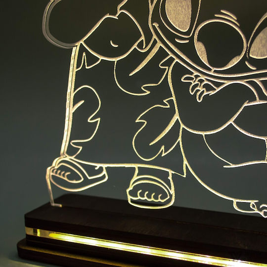 World of Wood Led Kids Decorative Lamp Lilo & Stitch Multicolor 21x18cm