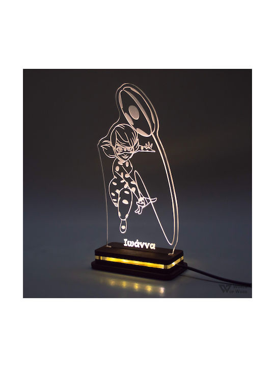 World of Wood Led Kids Decorative Lamp Lady Bug White 22x11cm