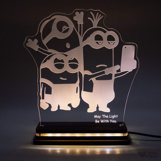 World of Wood Led Kids Decorative Lamp Minions White 21x19cm